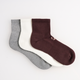 3-Pack Unicolor Quarter Havlu Çorap - Gri/Ekru/Kahverengi