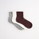3-Pack Unicolor Quarter Havlu Çorap - Gri/Ekru/Kahverengi