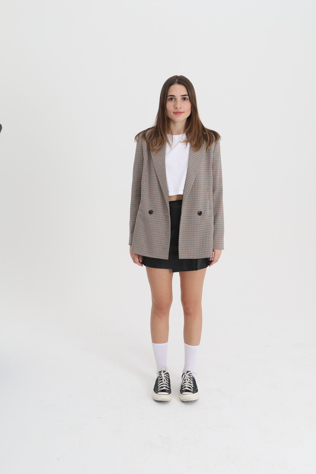 Unıcolor-Whıte Long Socks