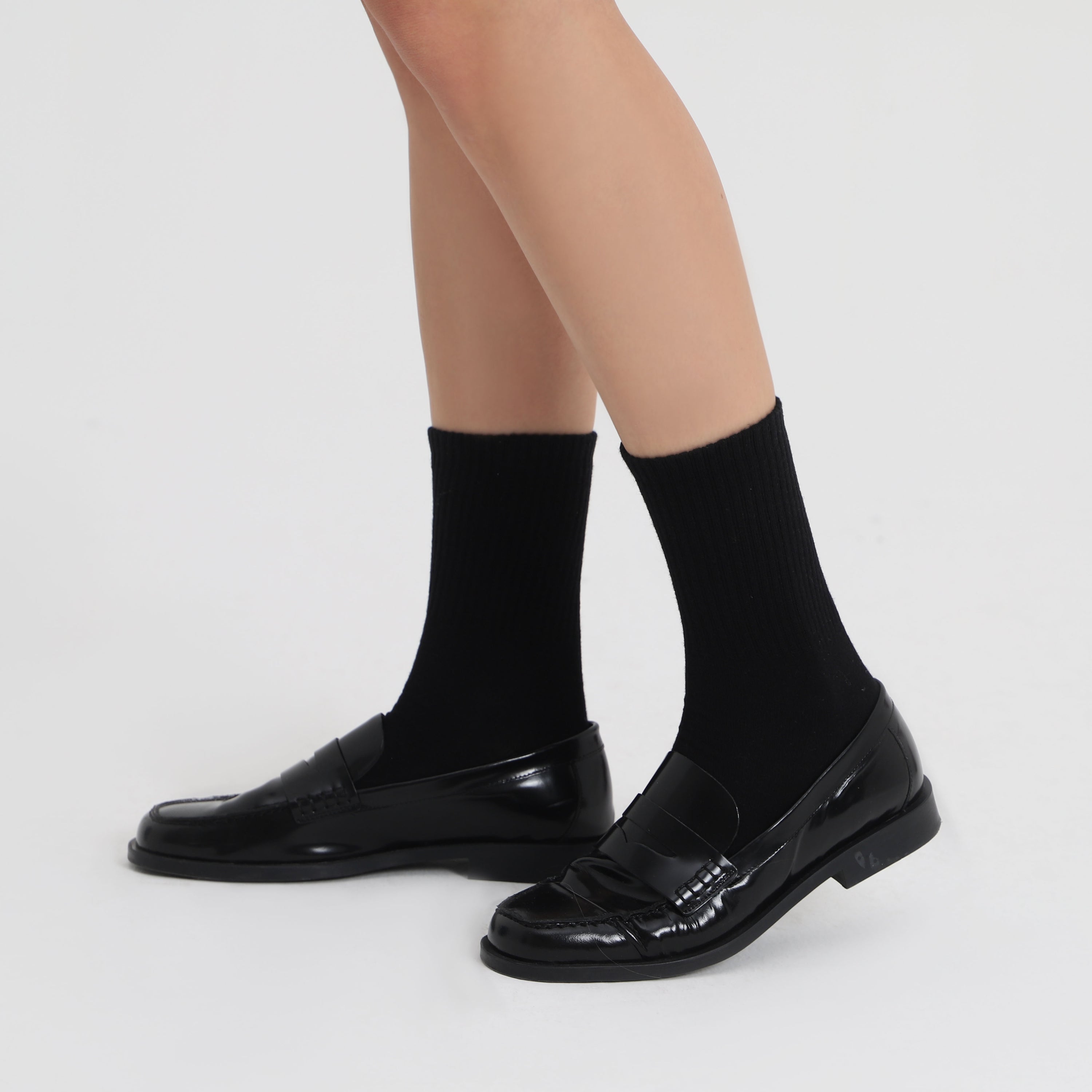 Unıcolor-Black Long Socks