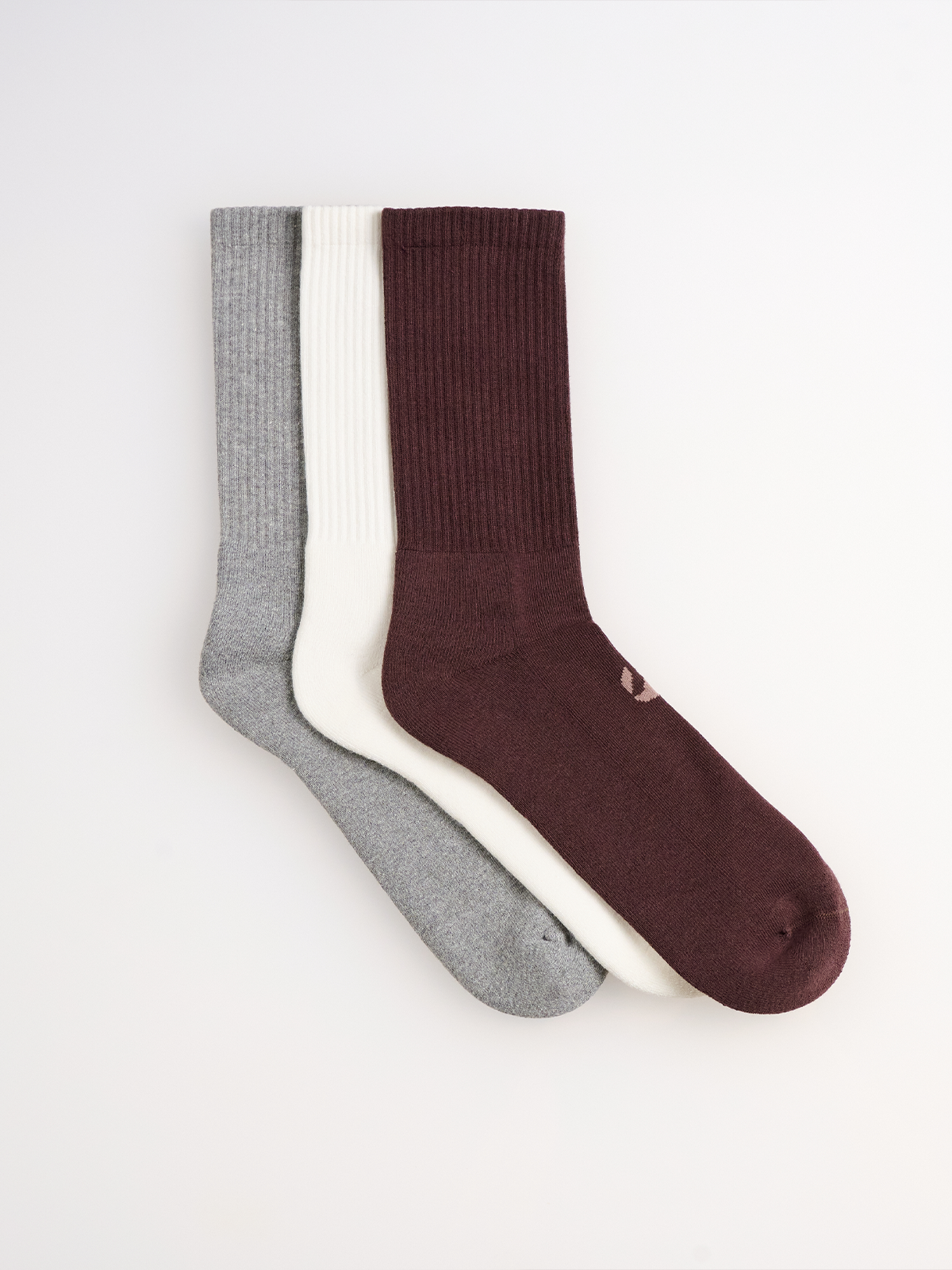 3-Pack Unicolor Regular Havlu Çorap - Gri/Ekru/Krahverengi