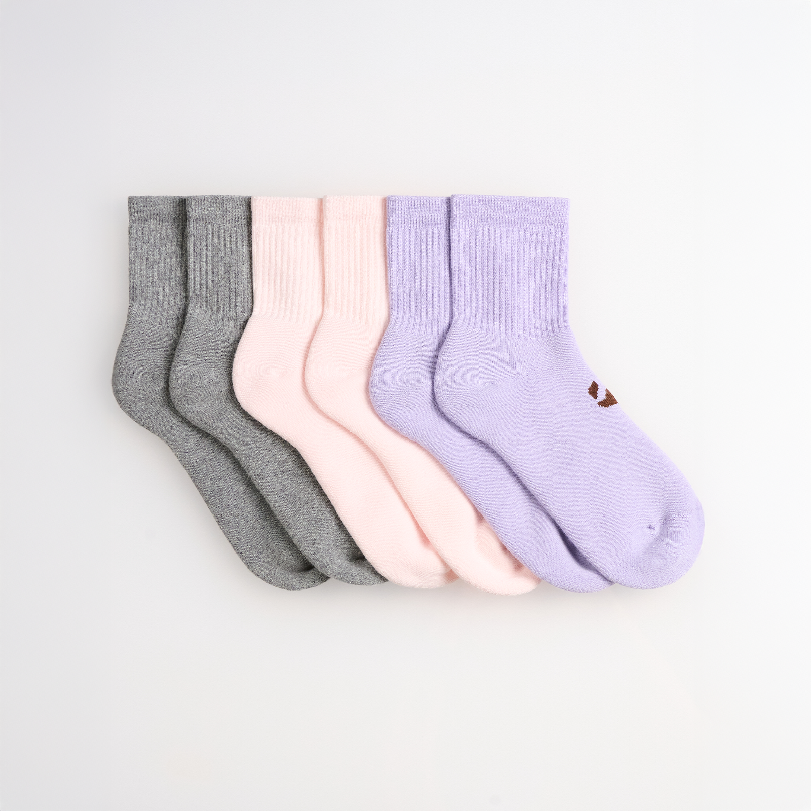 6-Pack Unicolor Havlu Çorap - 2 Gri/2 Pembe/2 Lila