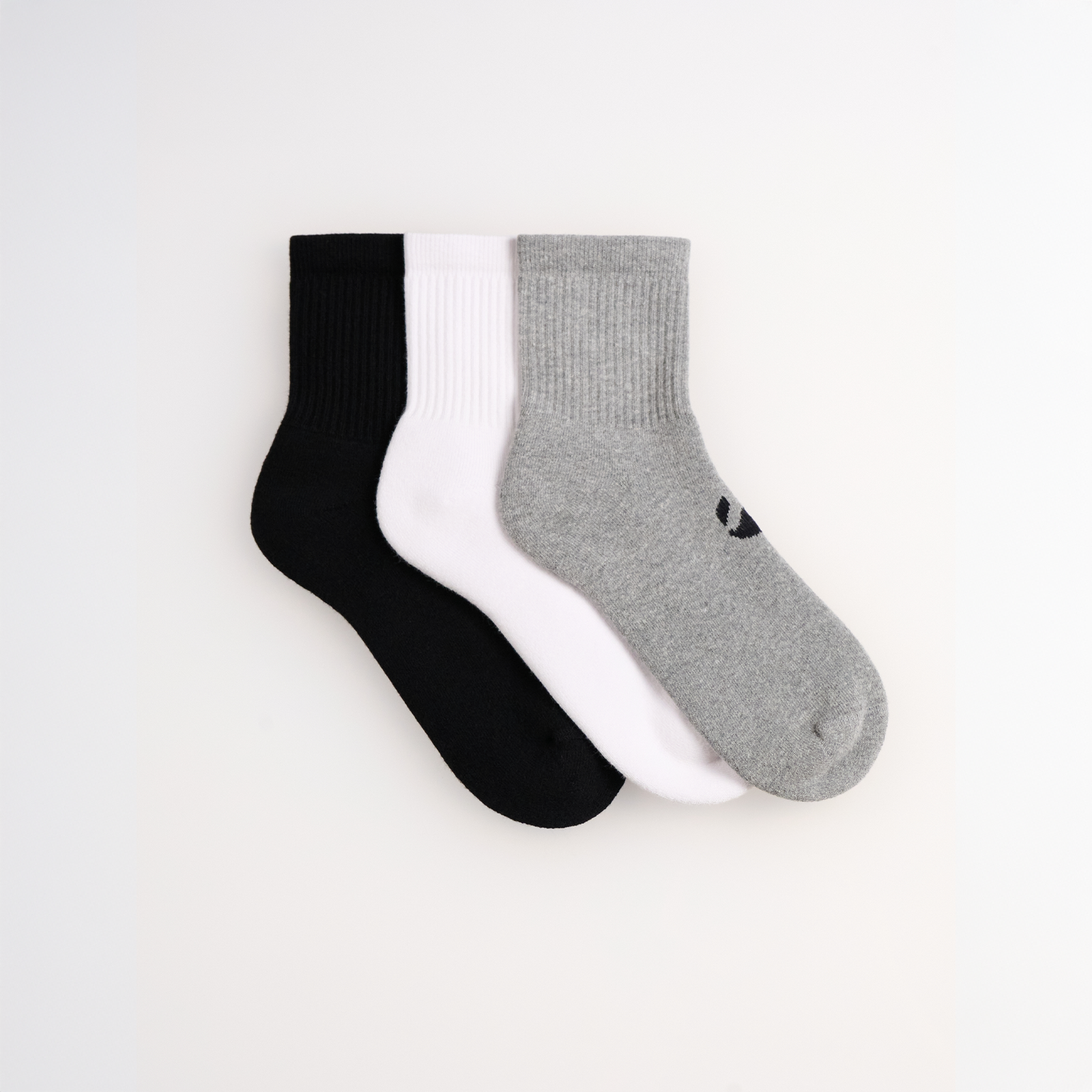 3-Pack Unicolor Havlu Çorap - Siyah/Beyaz/Gri