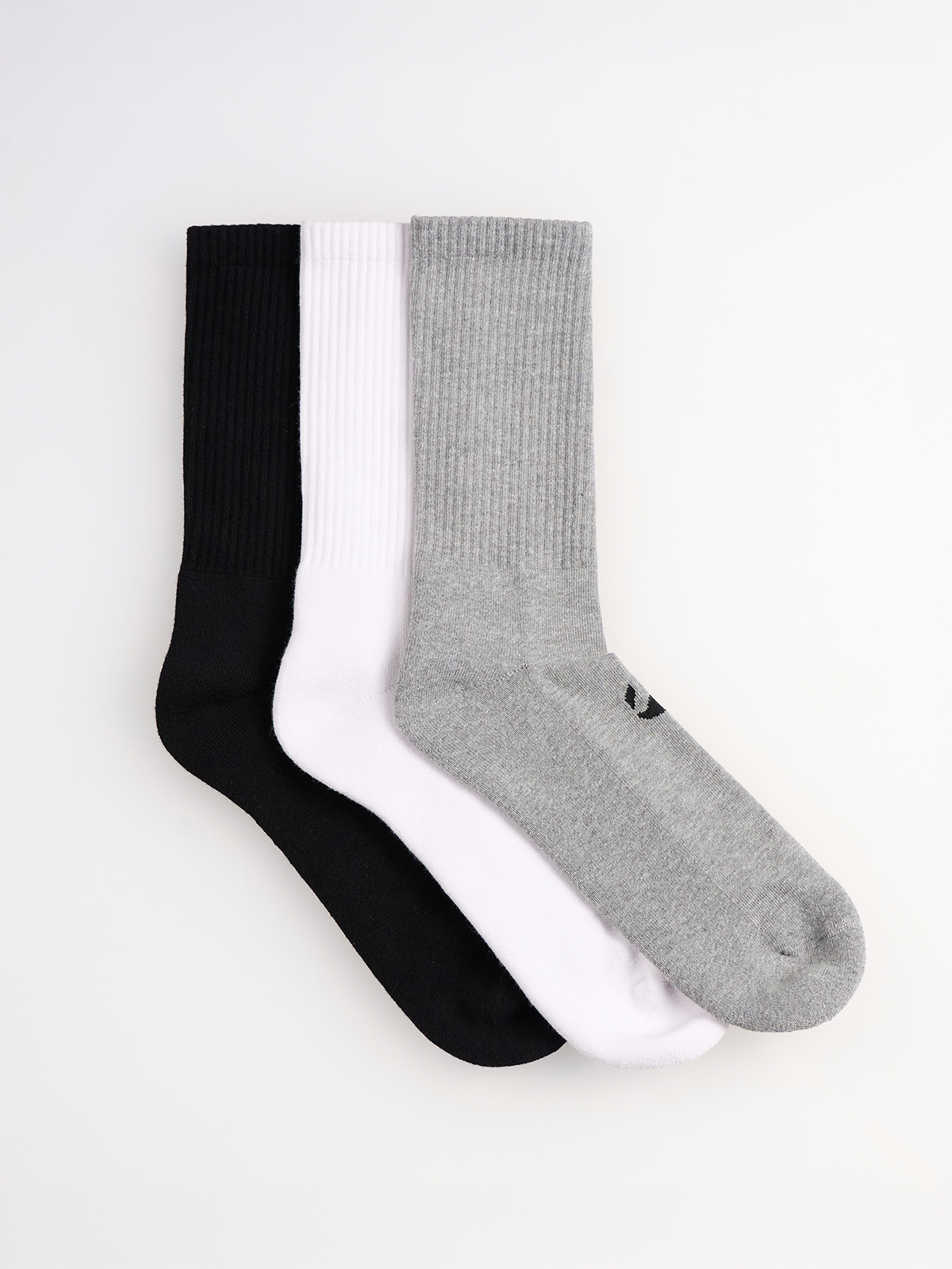 3-Pack Unicolor Regular Havlu Çorap - Siyah/Beyaz/Gri
