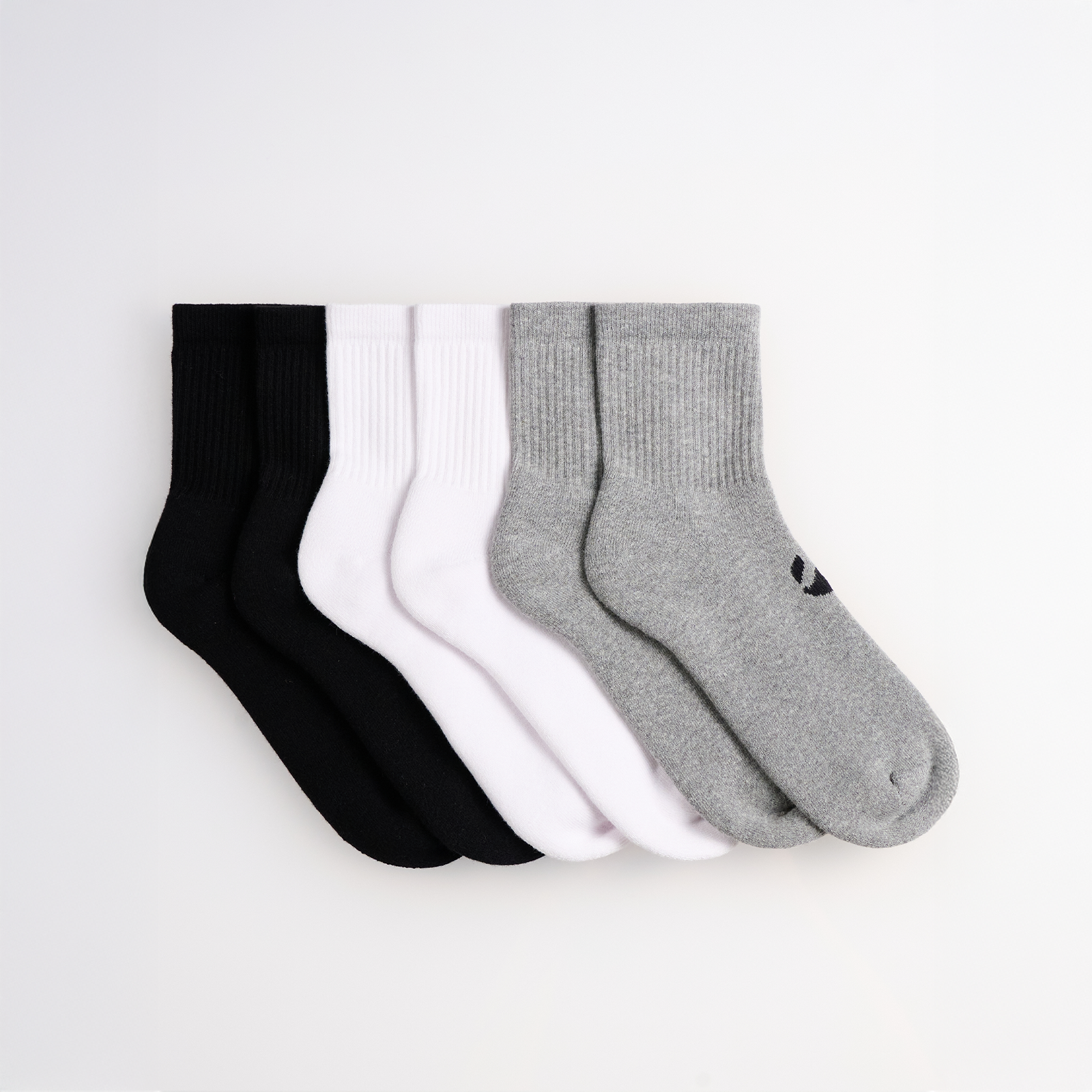 6-Pack Unicolor Havlu Çorap - 2 Siyah/2 Beyaz/2 Gri