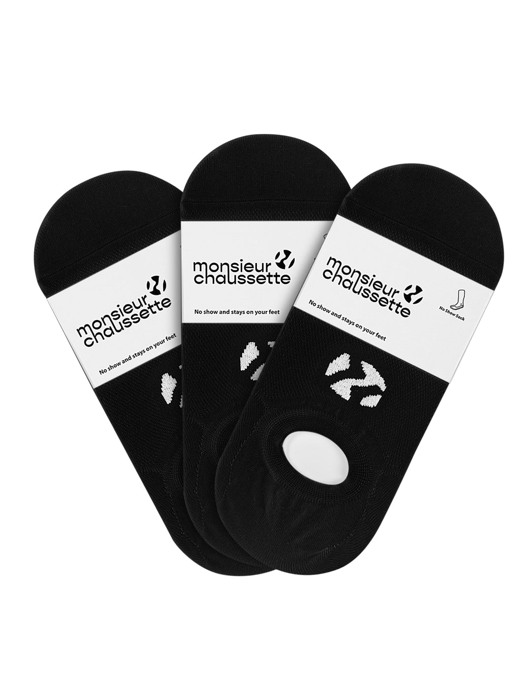 3-PACK NO SHOW BLACK SOCKS