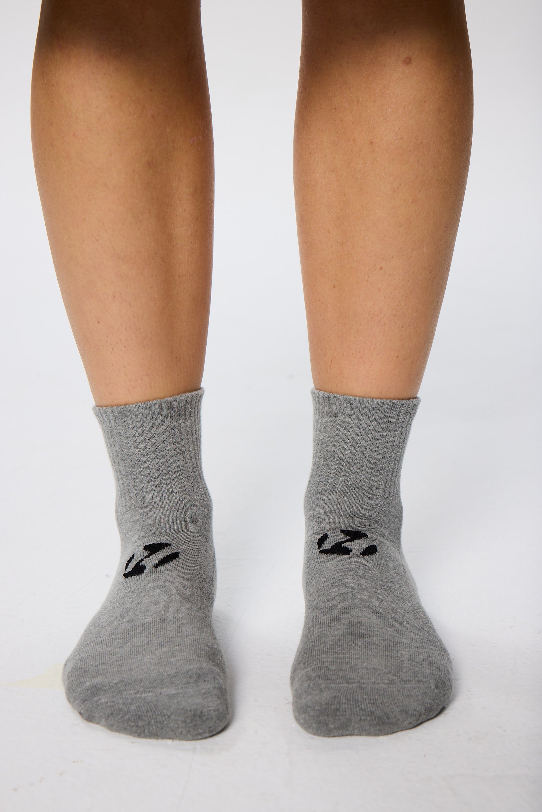 3-Pack Unicolor Quarter Havlu Çorap - Siyah/Beyaz/Gri