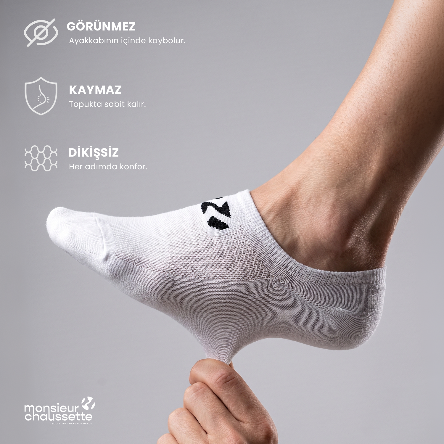 3-PACK NO SHOW WHITE SOCKS