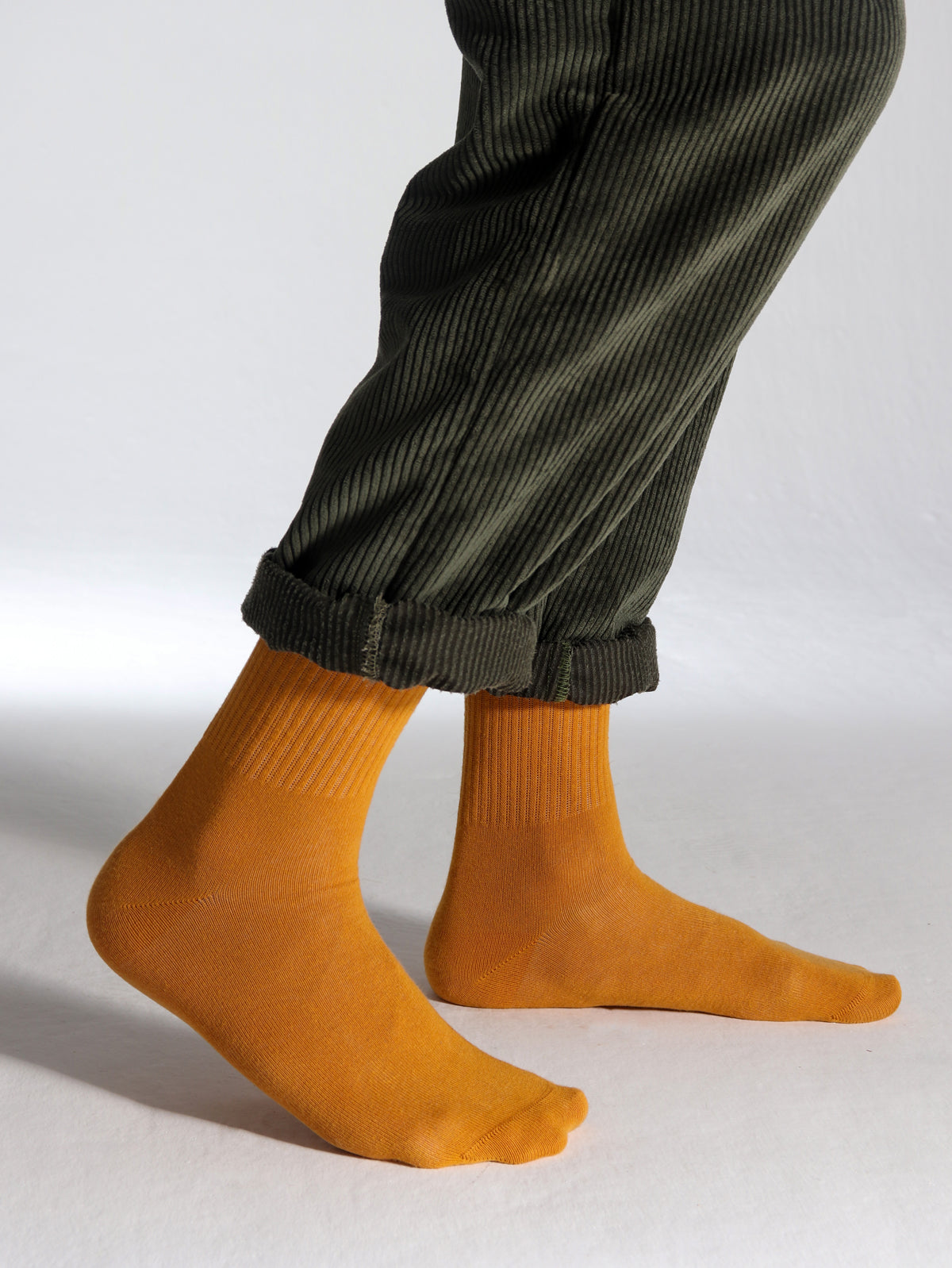 Unıcolor-Mustard Long Socks