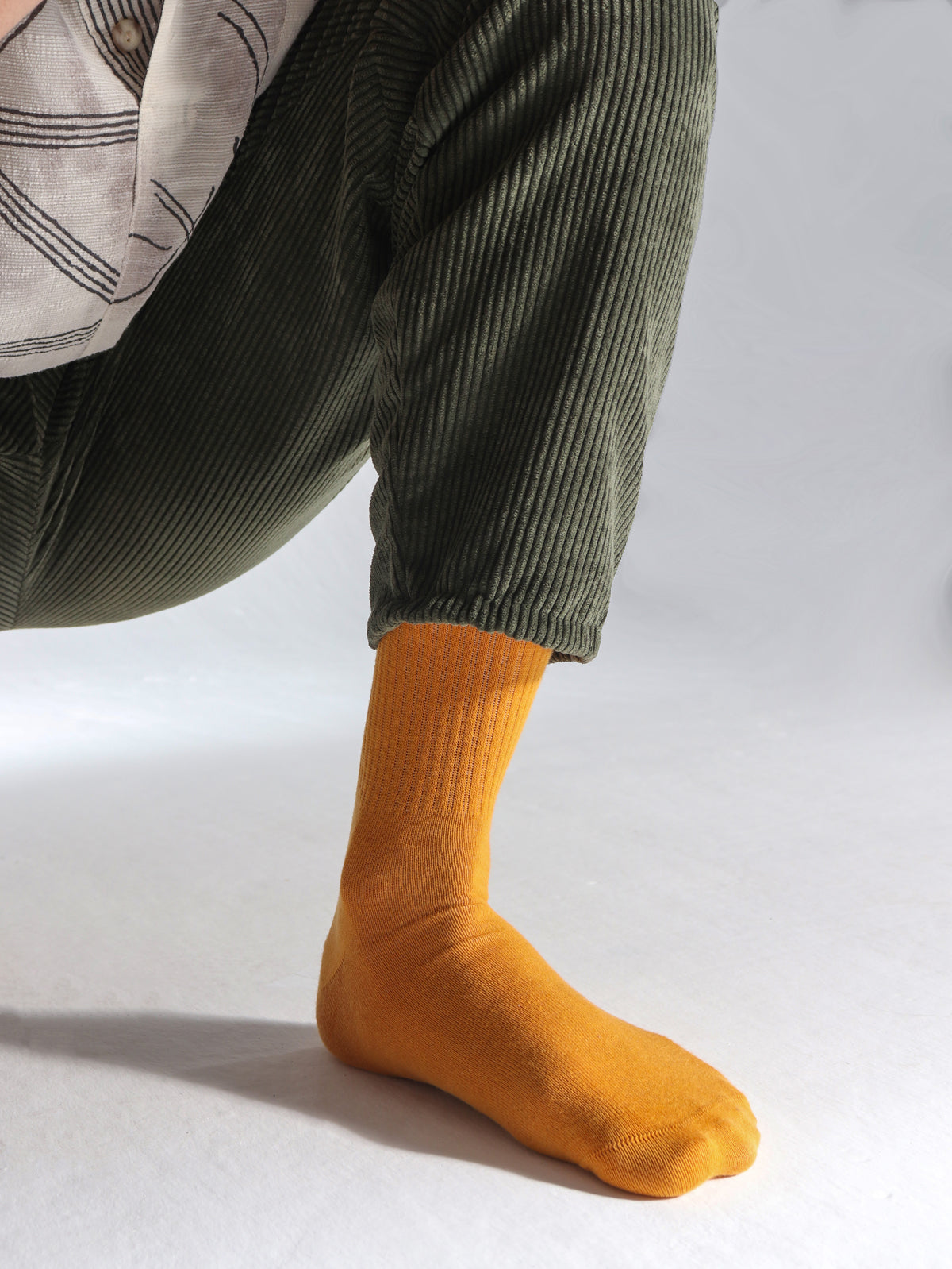 Unıcolor-Mustard Long Socks